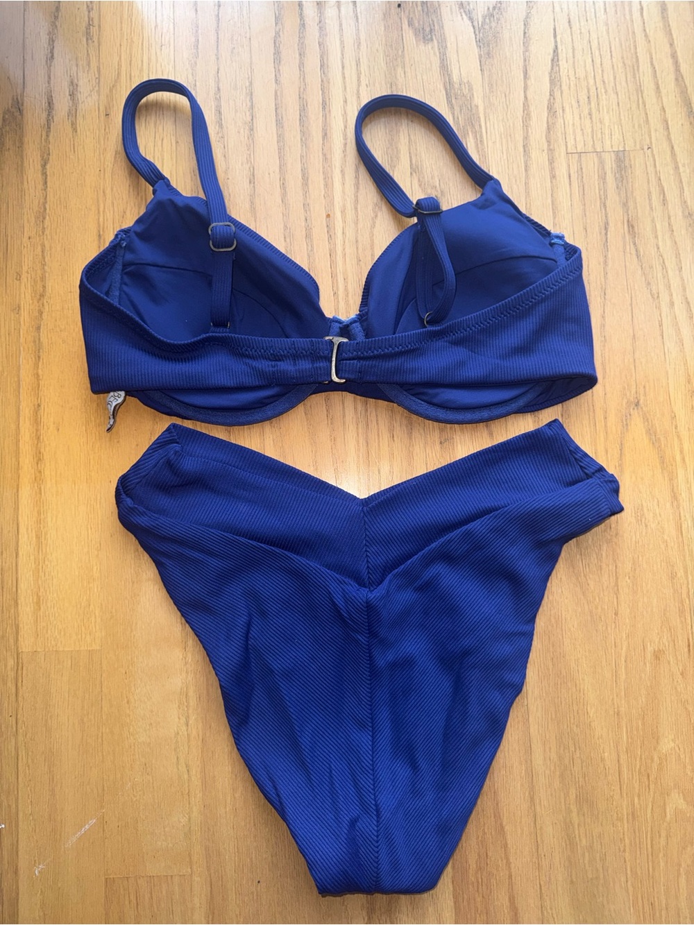 BECCA Blue Ribbed Bikini Set - Picture 2 of 15